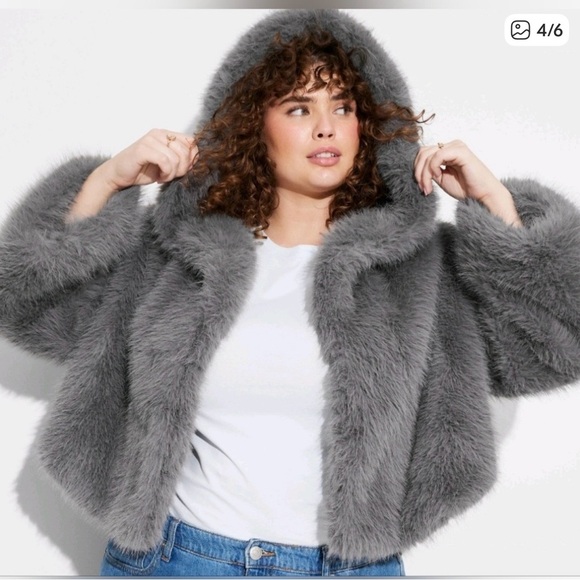 Wild Fable Faux Fur Jacket - Grey S - Picture 4 of 6